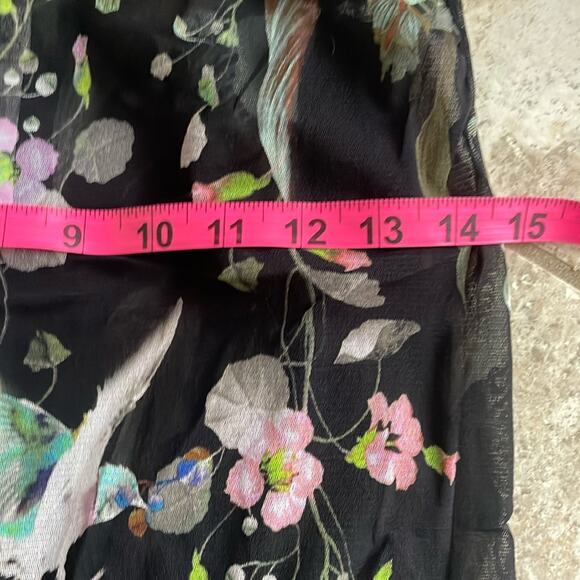 Fuzzi Bouquet Floral Hummingbird Print Sleeveless Tulle Jersey Sheath Dress - Picture 14 of 16